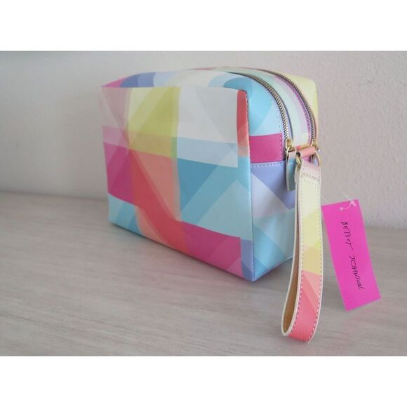 Betsey Johnson CBJ-1084 Women's Multi Color Block Weekender Cosmetic Case $68 - Picture 2 of 8